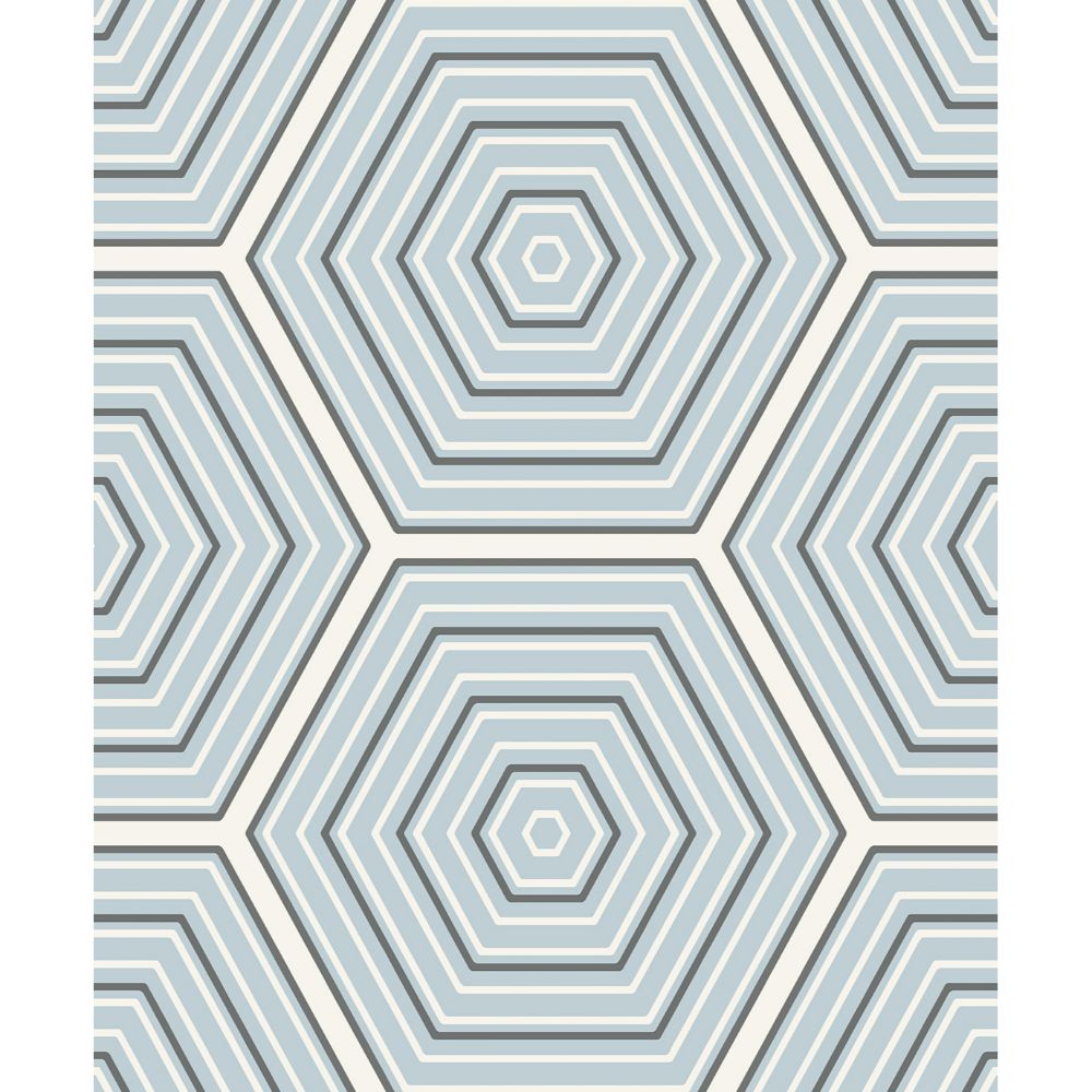 Seabrook Wallpaper ET11902 Hex Topography in Sky Blue & Argos Grey
